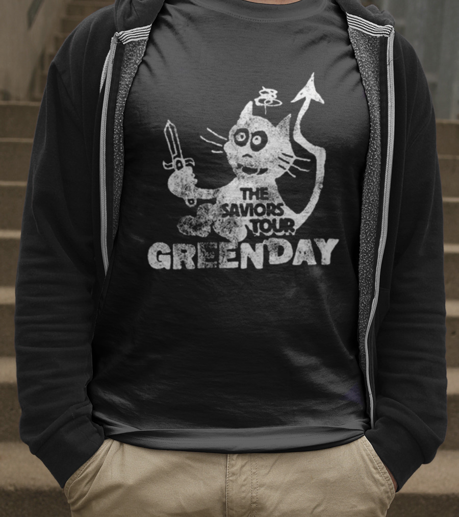 Green Day Cat And Sword T-Shirt
