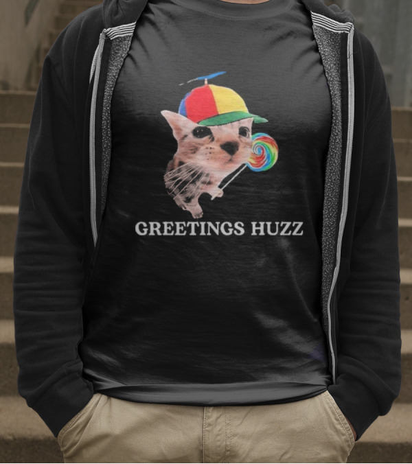 Greetings Huzz Gen Z Gen Alpha Slang Silly Cat Meme Toddler T-Shirt