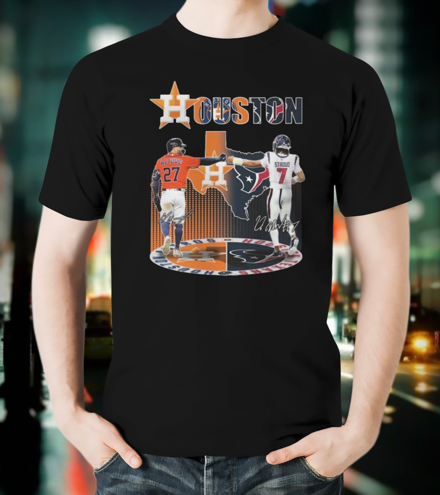 Houston Astros X Houston Texans Logo Signature 2025 T-Shirt