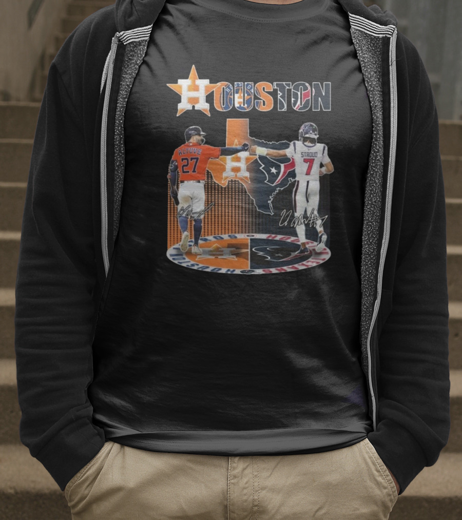 Houston Astros X Houston Texans Logo Signature 2025 T-Shirt