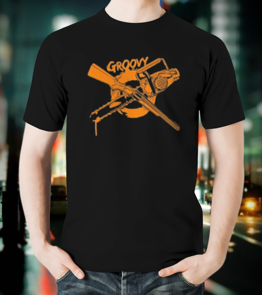 Groovy Chainsaw And Boomstick Shotgun T-Shirt