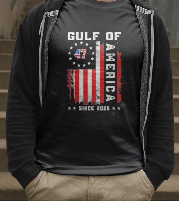 Gulf Of USA America Vintage USA Flag Grunged 2025 T-Shirt