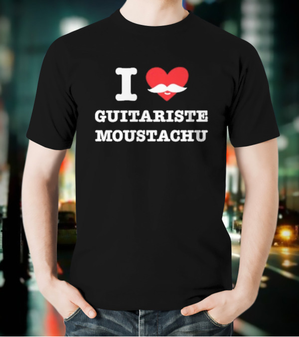 I Heart Guitariste Moustachu T-Shirt