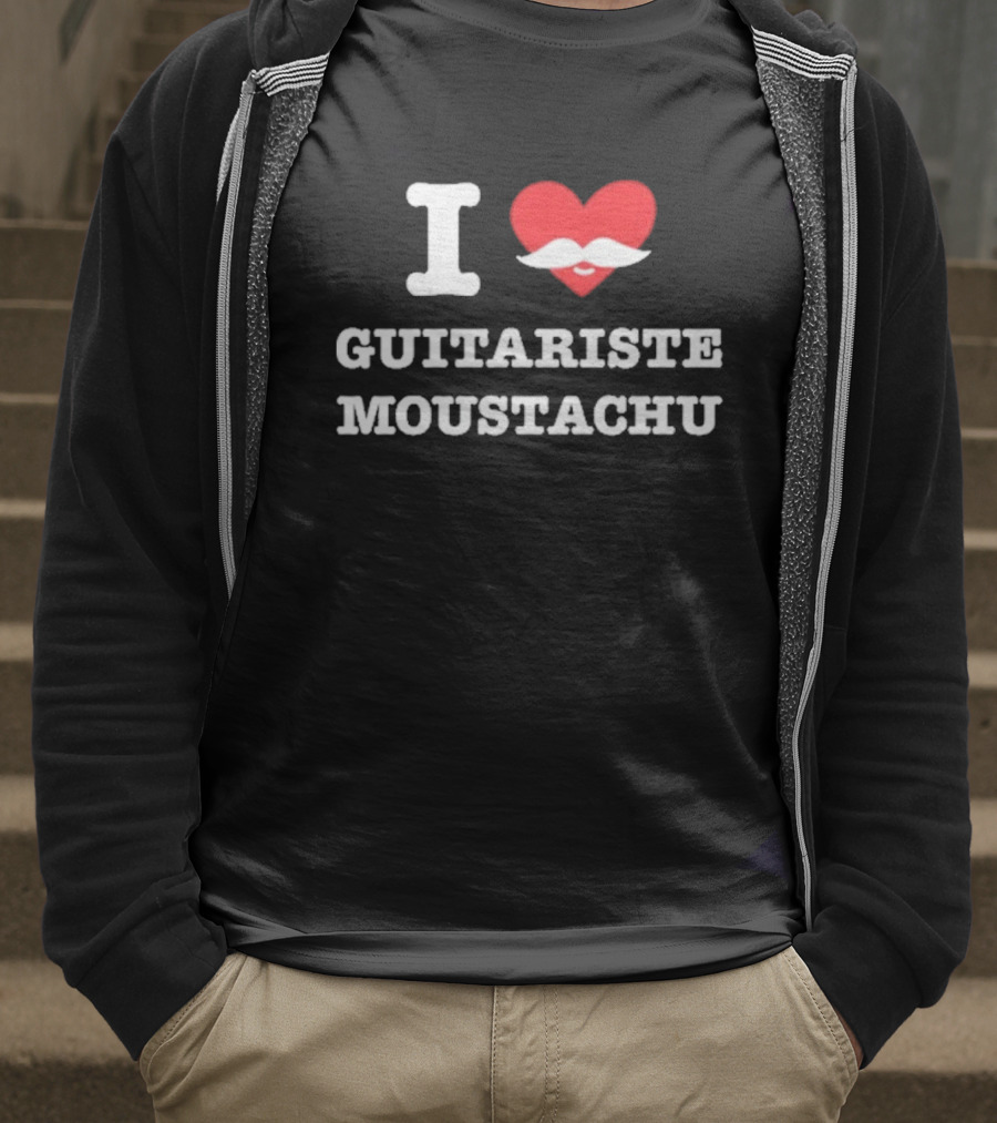 I Heart Guitariste Moustachu T-Shirt