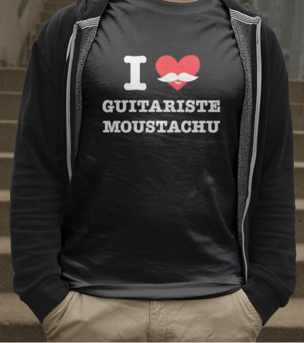 I Heart Guitariste Moustachu T-Shirt