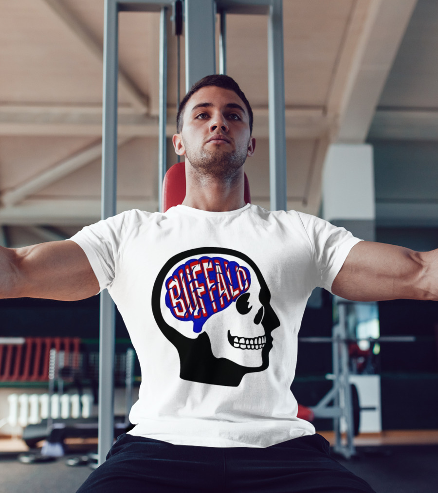 Buffalo Brain Outline In Skull T-Shirt