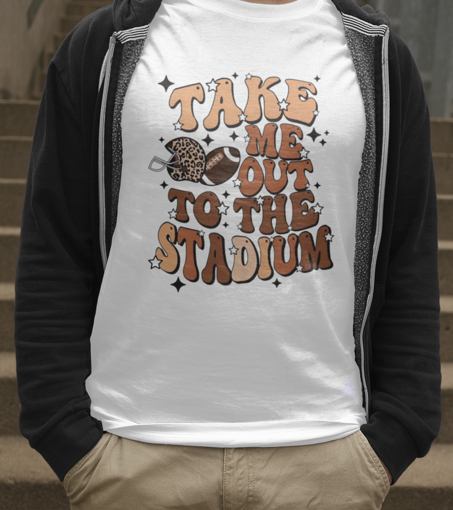 Take Me Out To The Stadium Leopard Helmet Football T-Shirt