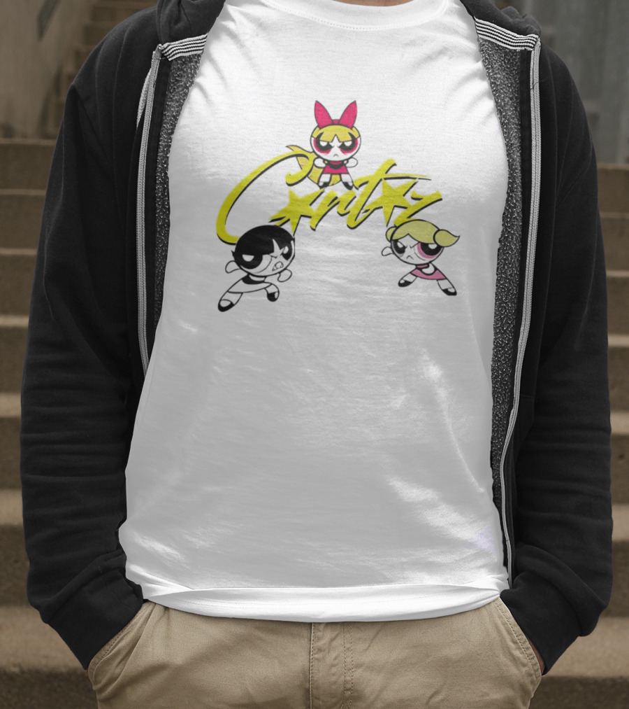 The Powerpuff Girls Corteiz Logo With Characters Buttercup Blossom Bubbles T-Shirt