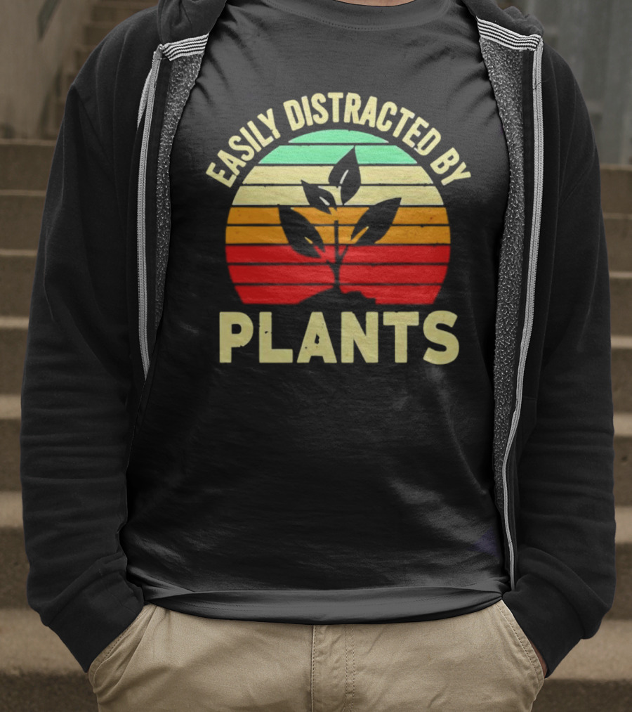 Easily Distracted By Plants Vintage Sunset T-Shirt
