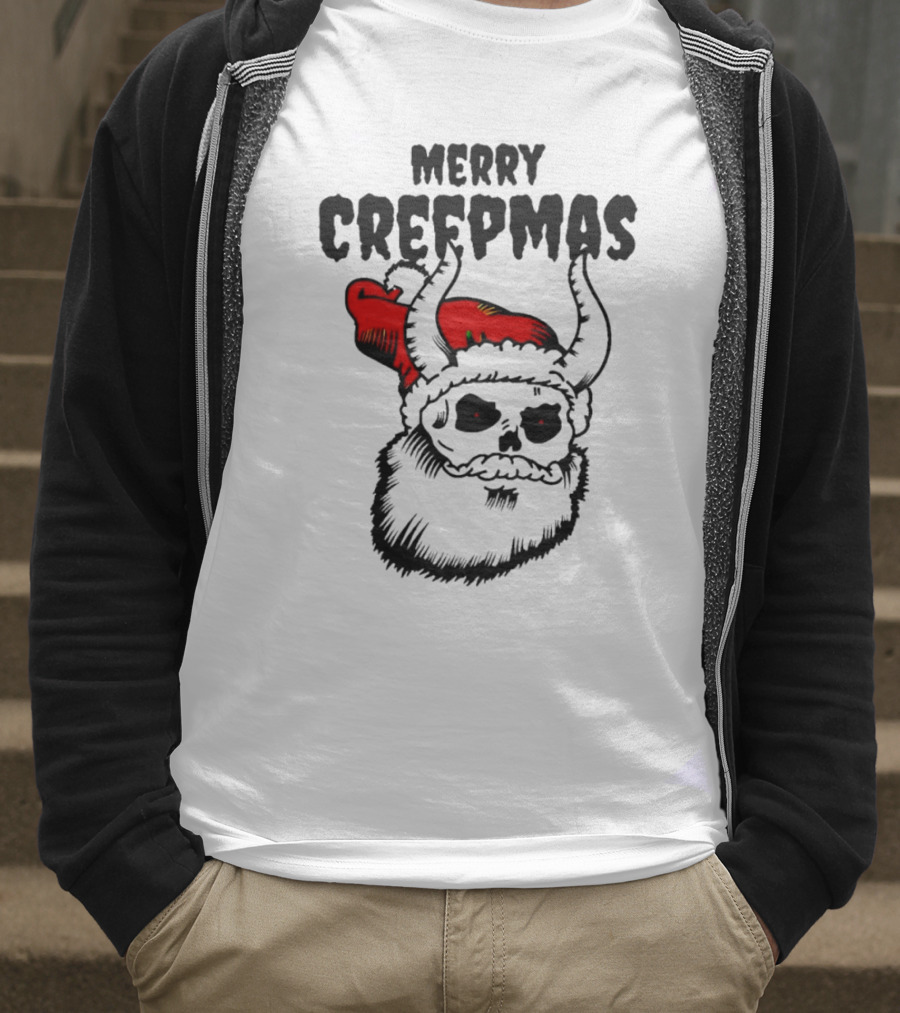 Merry Creepmas Horror Santa Skull Christmas T-Shirt