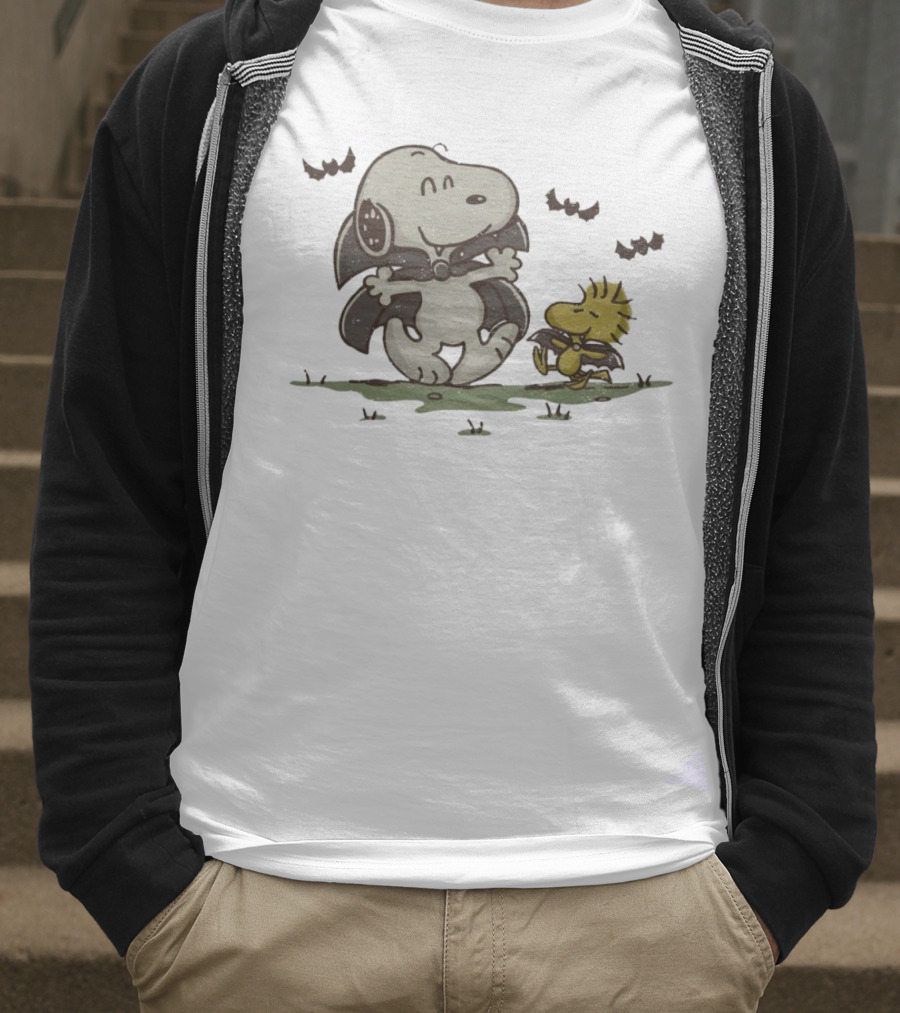 Snoopy And Woodstock Peanuts Spooky Halloween Fun T-Shirt