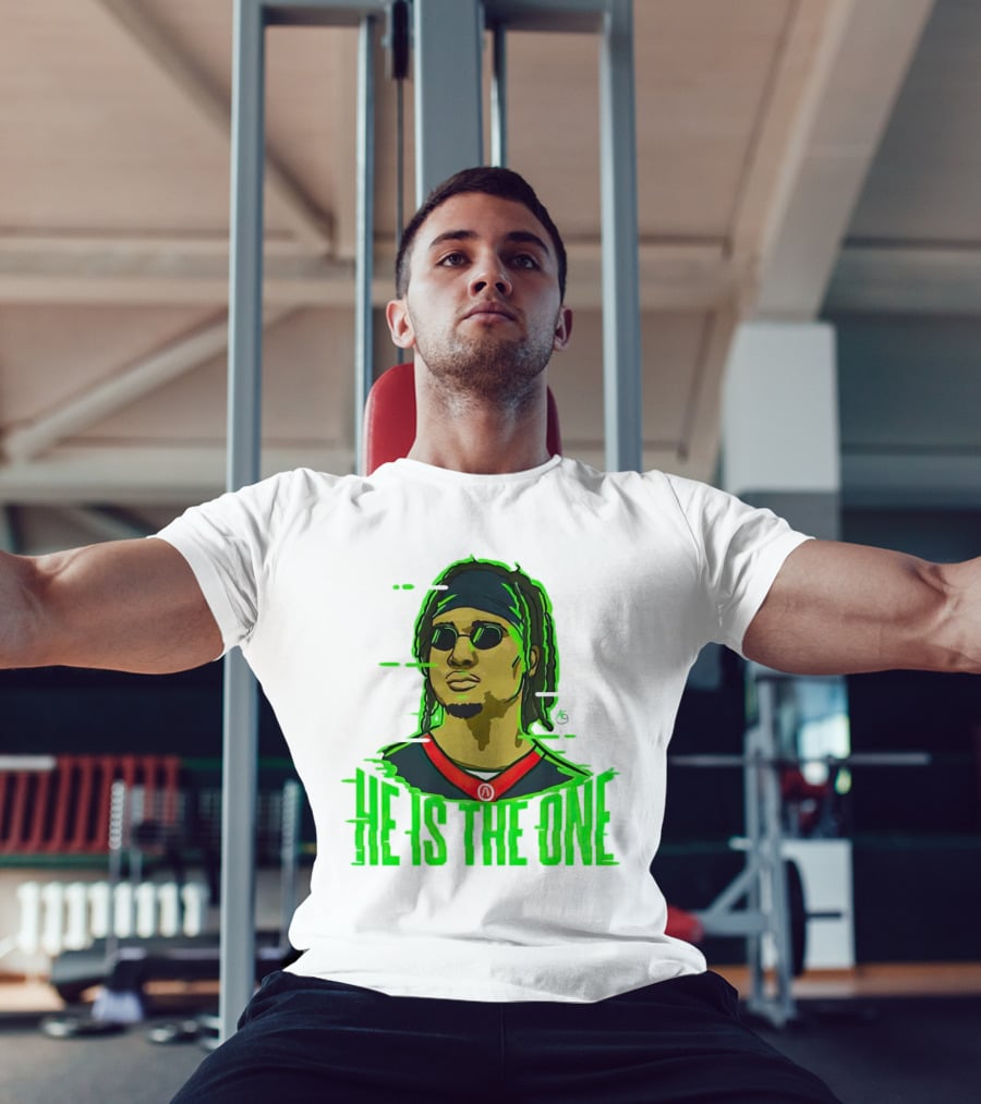 He Is The One Cryptic Neon Style Cartoon T-Shirt