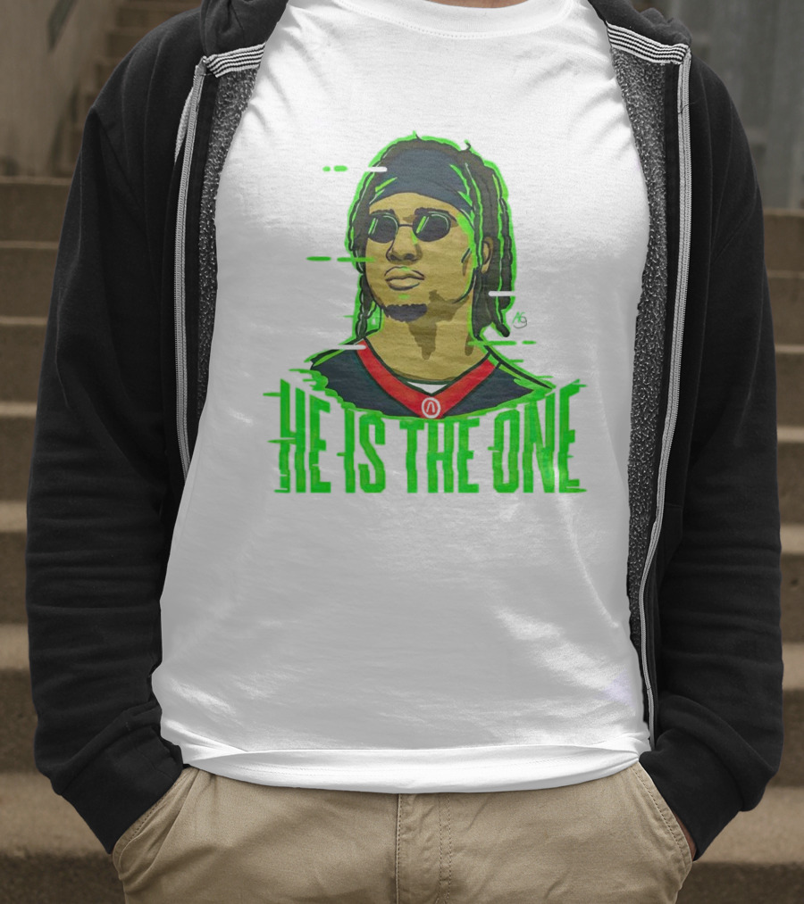 He Is The One Cryptic Neon Style Cartoon T-Shirt