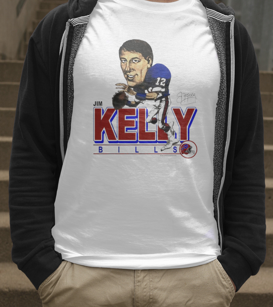 JIM KELLY BUFFALO BILLS SIGNATURE CARICATURE KELLY BILLS T-Shirt