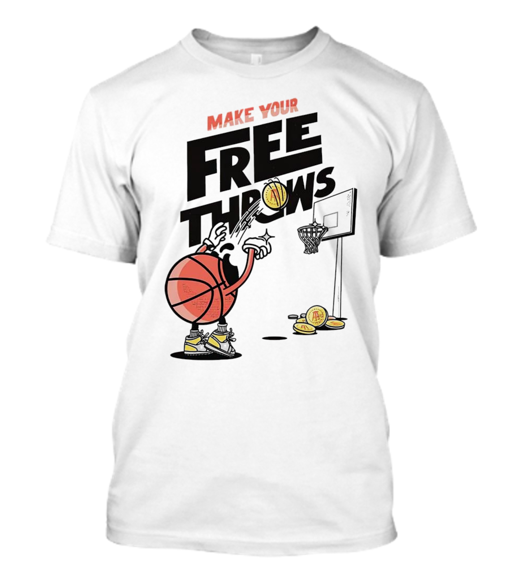 Make Your Free Throws Basketball Cartoon Coin Scoring T-Shirt