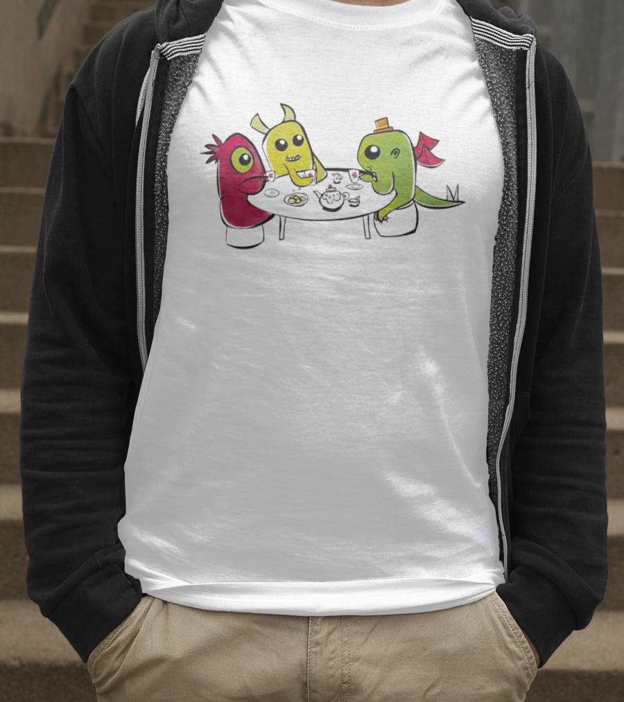 Monster Tea Party At Table With Cookies And Teacups T-Shirt