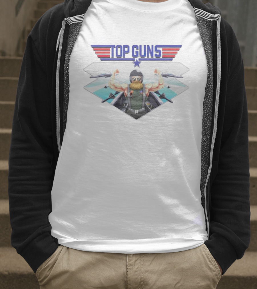 Papaswolio Top Guns Aviator Flex With Jet Background T-Shirt