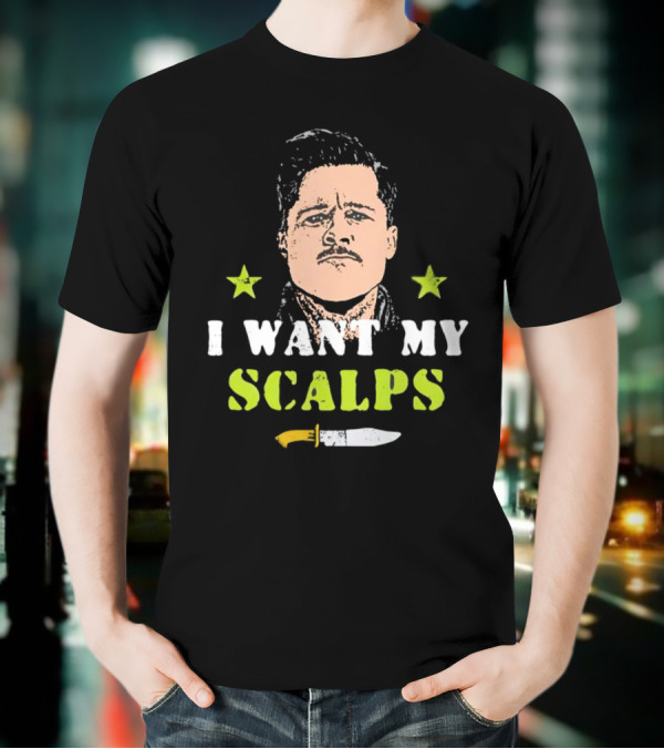 Aldo Raine I Want My Scalps Knife Stars T-Shirt