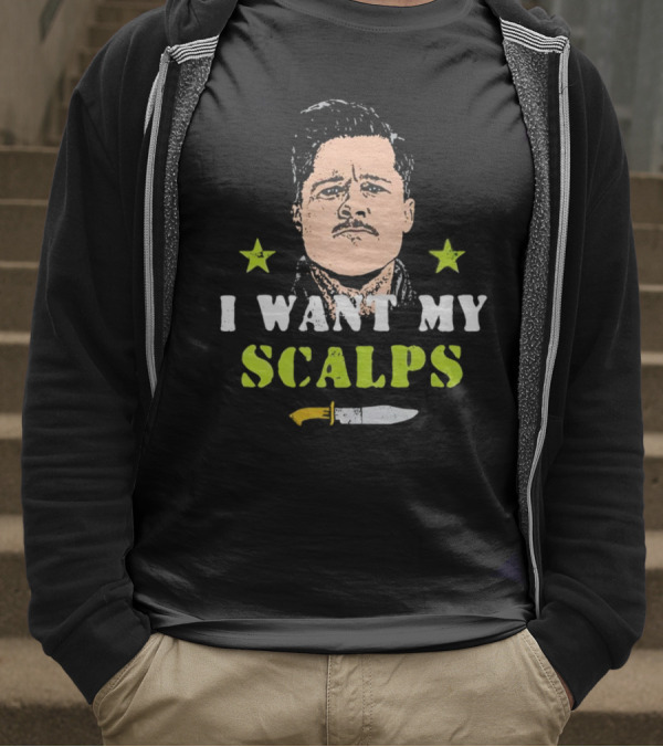 Aldo Raine I Want My Scalps Knife Stars T-Shirt