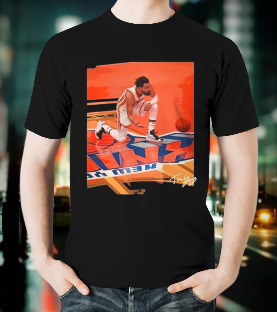 Atlanta Hawks Trae Young Kneeling Basketball New York Signature T-Shirt