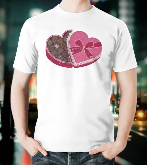 Heart Shaped Box Of Chocolates With Lace And Bow T-Shirt