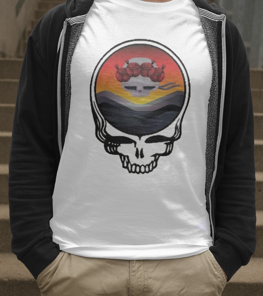Grateful Dead The Ridge Skull Sunset With Roses T-Shirt