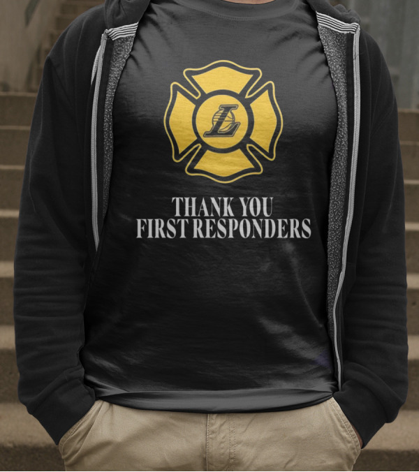 Los Angeles Lakers Thank You First Responders Firefighter Emblem T-Shirt