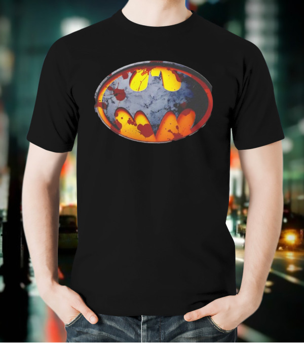 Batman Symbol With Grunge And Blood Splatter Effects T-Shirt