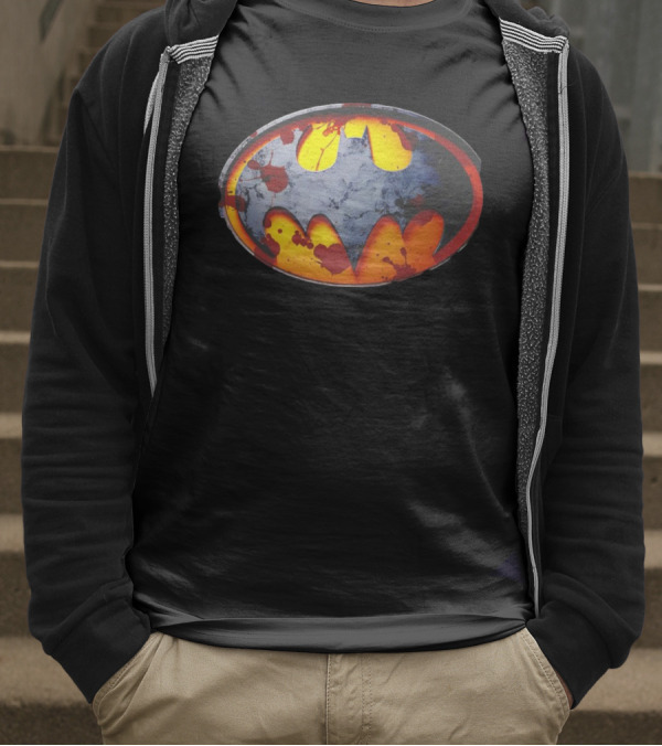 Batman Symbol With Grunge And Blood Splatter Effects T-Shirt