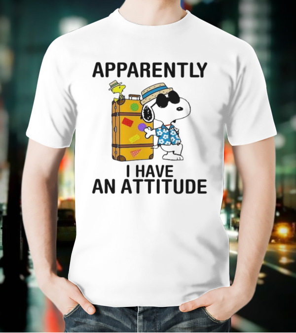Apparently I Have An Attitude Snoopy With Woodstock And Suitcase T-Shirt