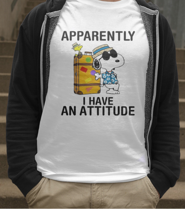 Apparently I Have An Attitude Snoopy With Woodstock And Suitcase T-Shirt