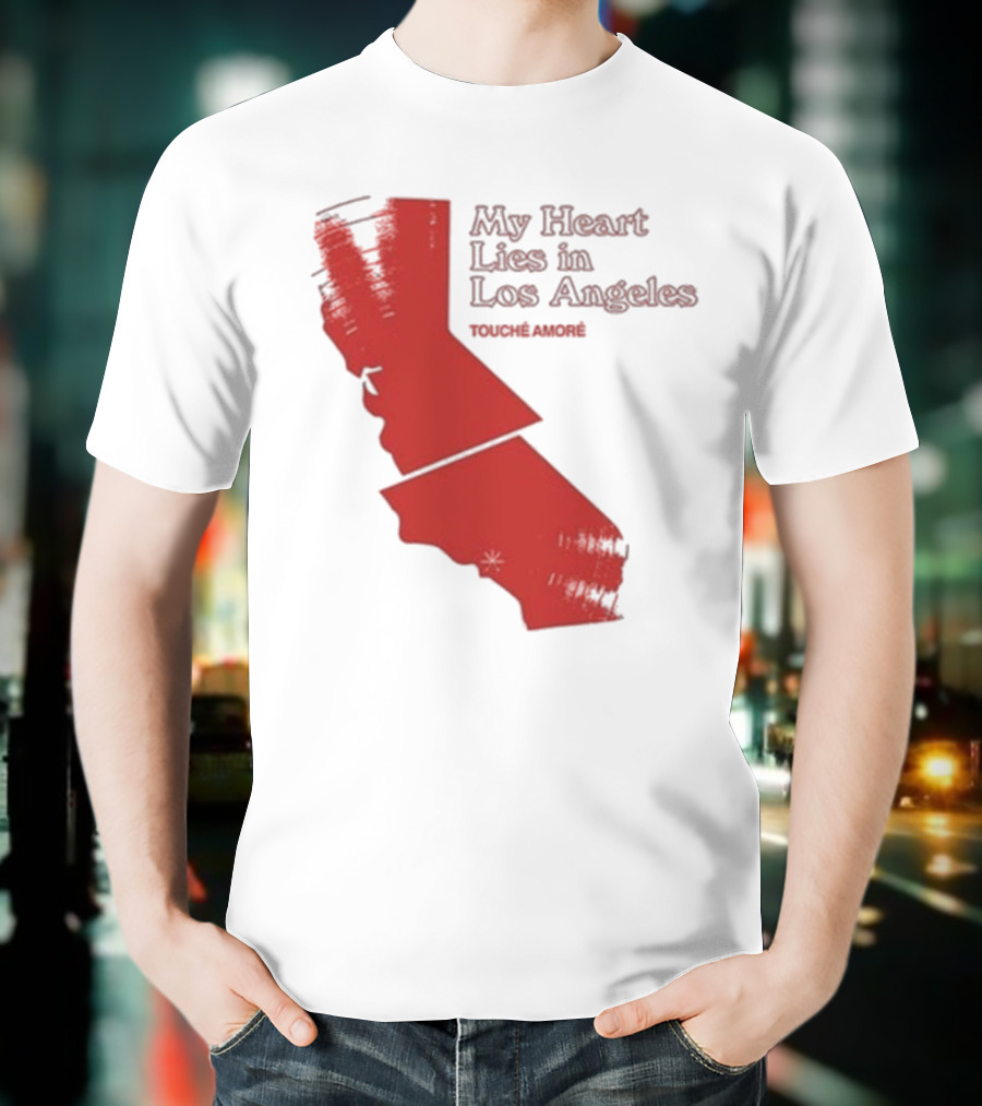 Touché Amoré My Heart Lies In Los Angeles California Map Red T-Shirt