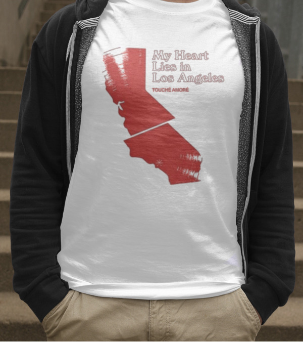 Touché Amoré My Heart Lies In Los Angeles California Map Red T-Shirt