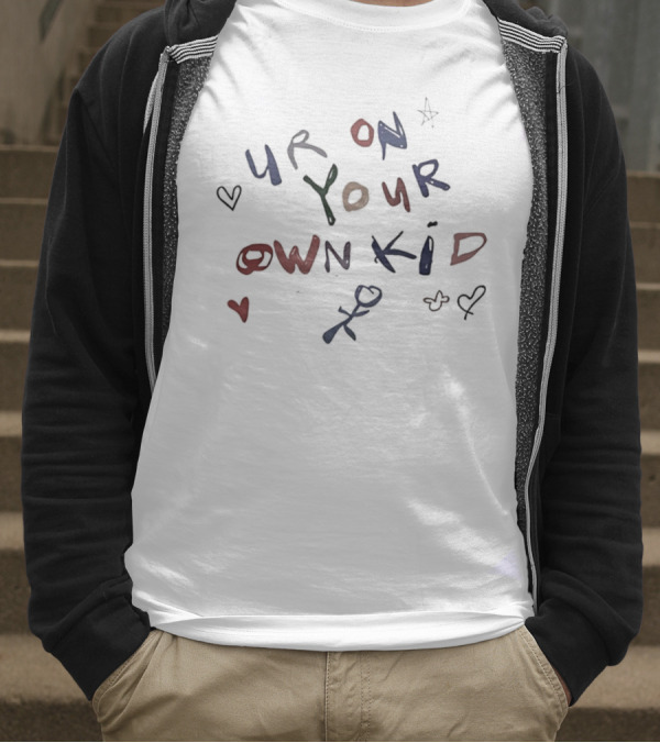 Ur On Your Own Kid Handwritten Hearts And Stars Motif T-Shirt