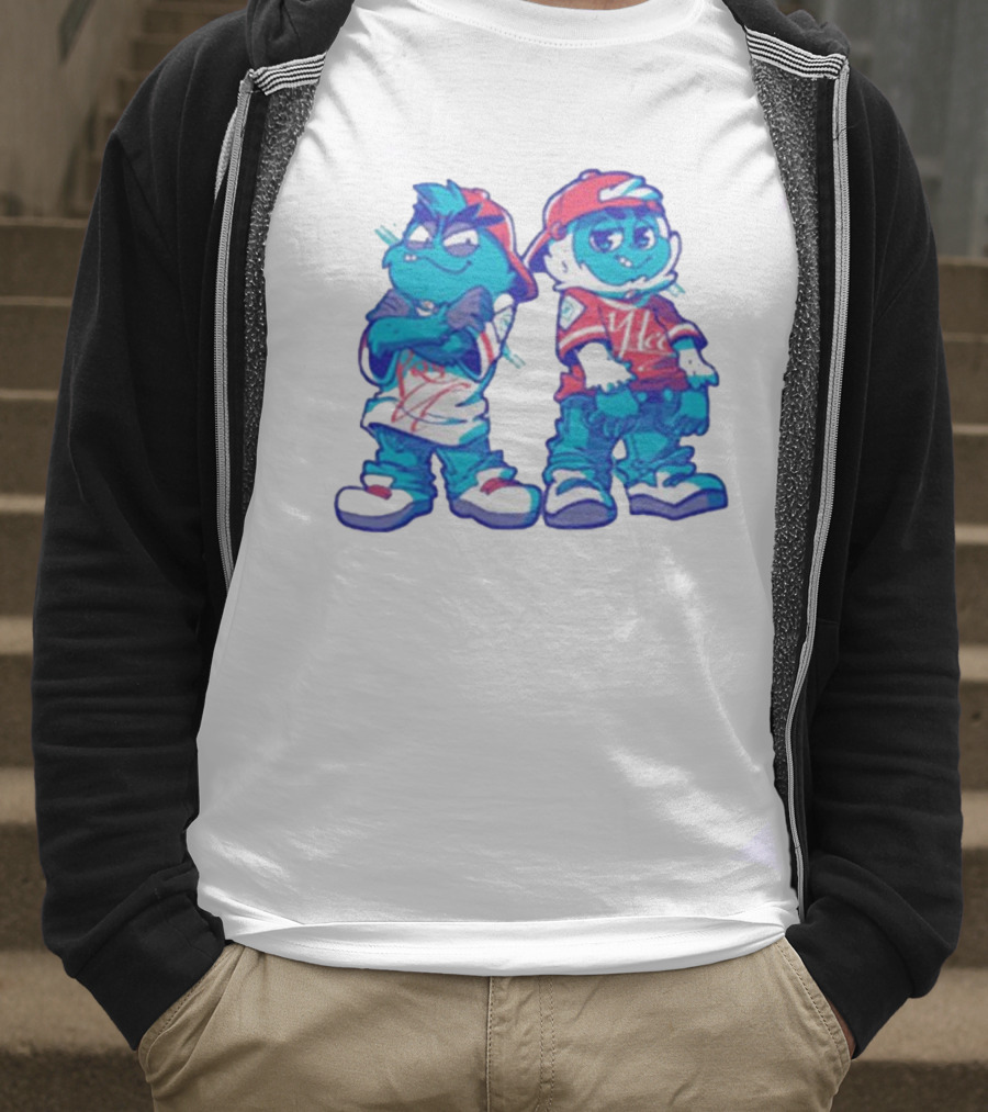 2 Kewl 4 School April Fools 2025 Hip-Hop Cartoon Characters In Red And White Outfits T-Shirt