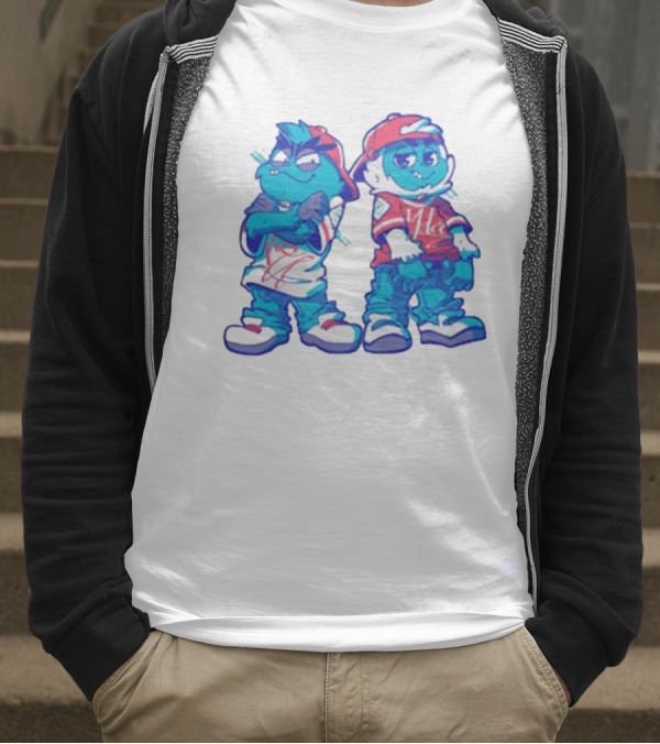 2 Kewl 4 School April Fools 2025 Hip-Hop Cartoon Characters In Red And White Outfits T-Shirt