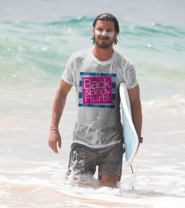 Back And Body Hurts Blue Checkered Square T-Shirt