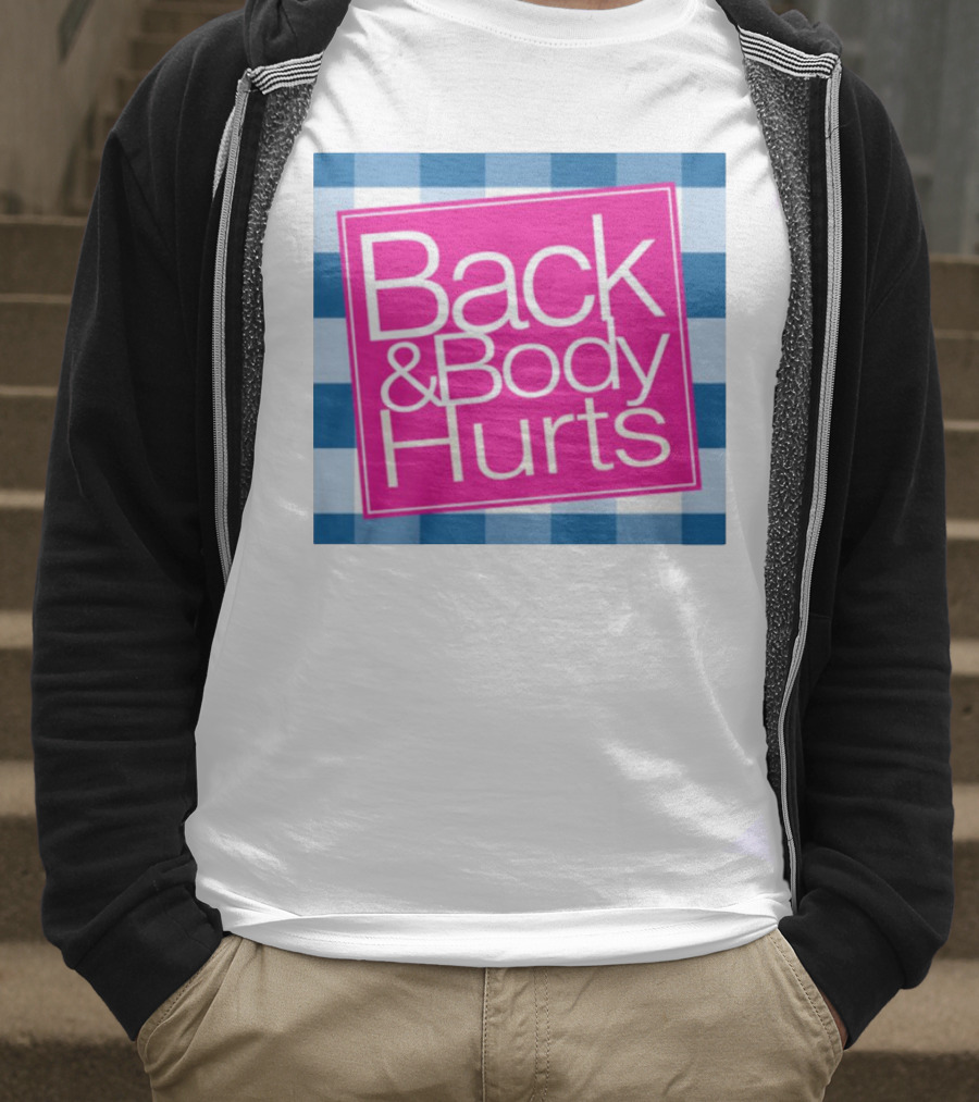 Back And Body Hurts Blue Checkered Square T-Shirt