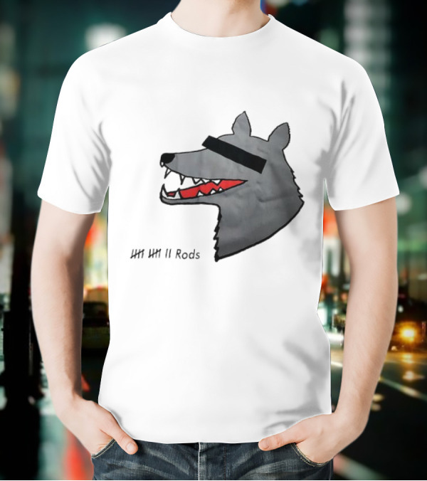 12 Rods Lost Time Wolf Head With Red And Black Accents T-Shirt