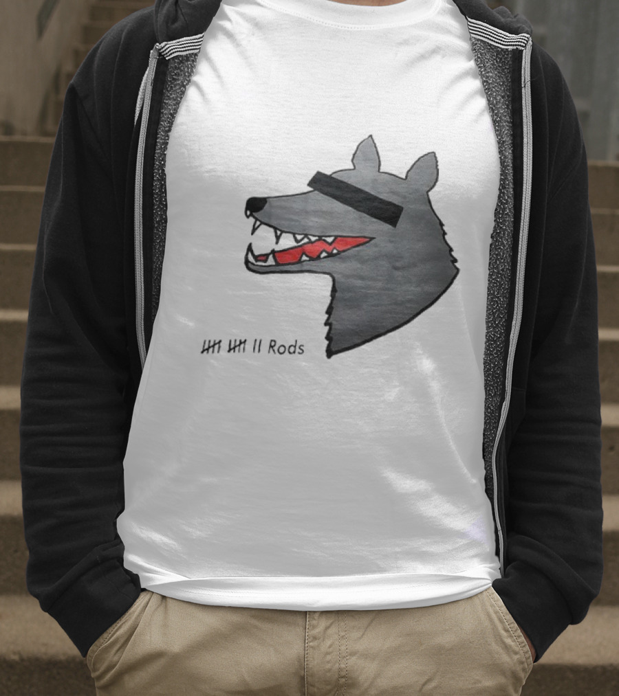 12 Rods Lost Time Wolf Head With Red And Black Accents T-Shirt