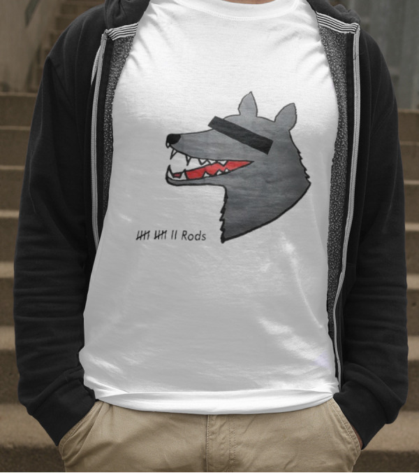 12 Rods Lost Time Wolf Head With Red And Black Accents T-Shirt
