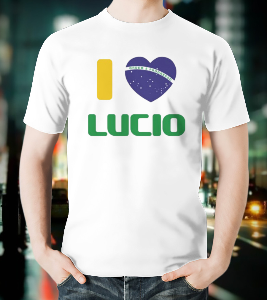 I Love Ordem E Progresso Lucio Brazil Heart Flag Style T-Shirt