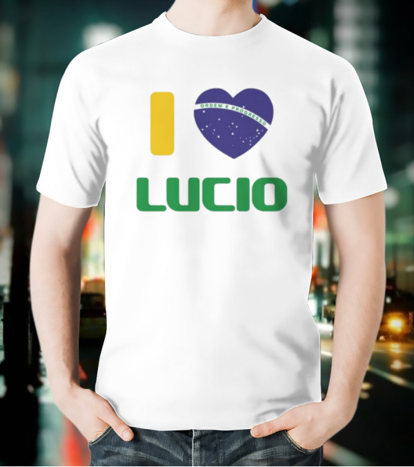 I Love Ordem E Progresso Lucio Brazil Heart Flag Style T-Shirt