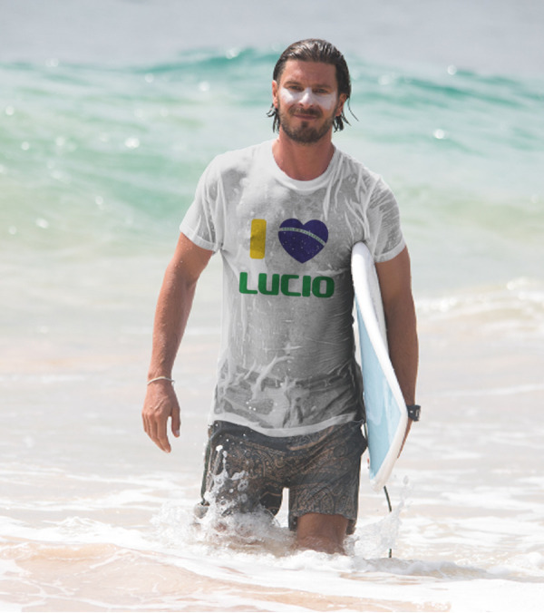 I Love Ordem E Progresso Lucio Brazil Heart Flag Style T-Shirt
