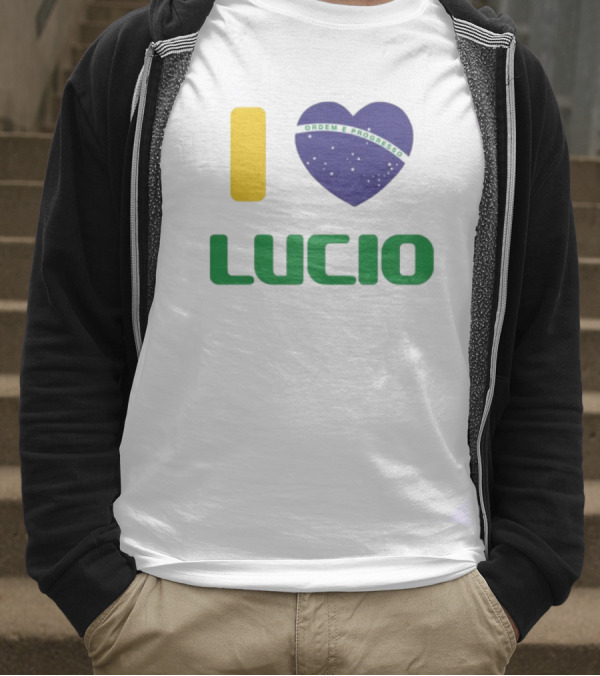 I Love Ordem E Progresso Lucio Brazil Heart Flag Style T-Shirt