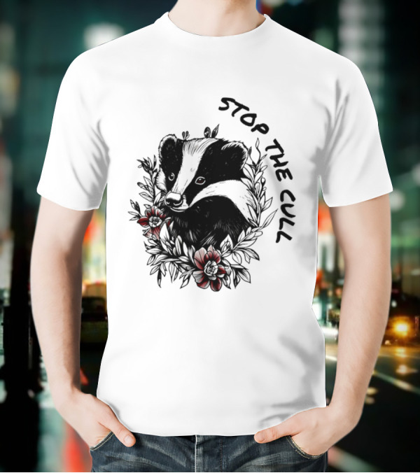 Badger Stop The Cull Floral Design T-Shirt