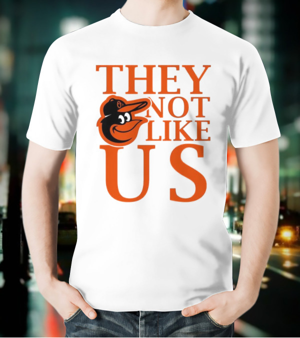 Baltimore Orioles They Not Like Us Bold Orange Text With Bird Graphic T-Shirt