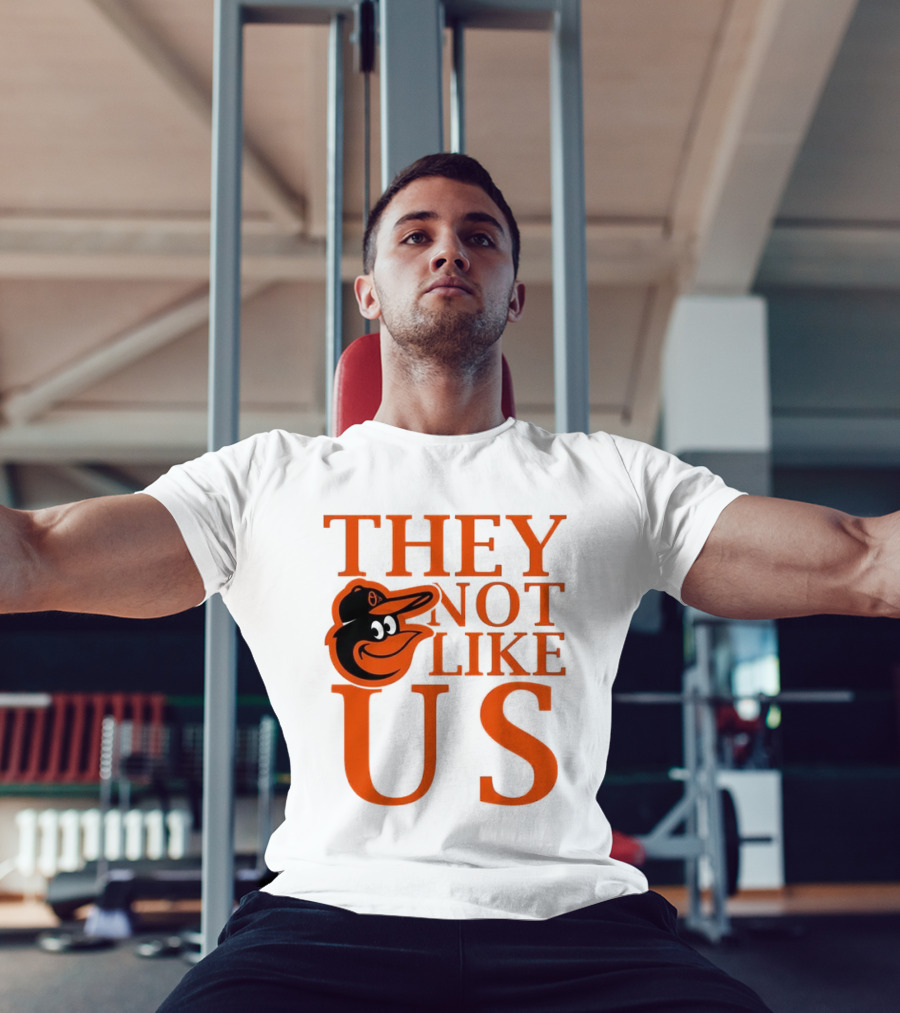 Baltimore Orioles They Not Like Us Bold Orange Text With Bird Graphic T-Shirt