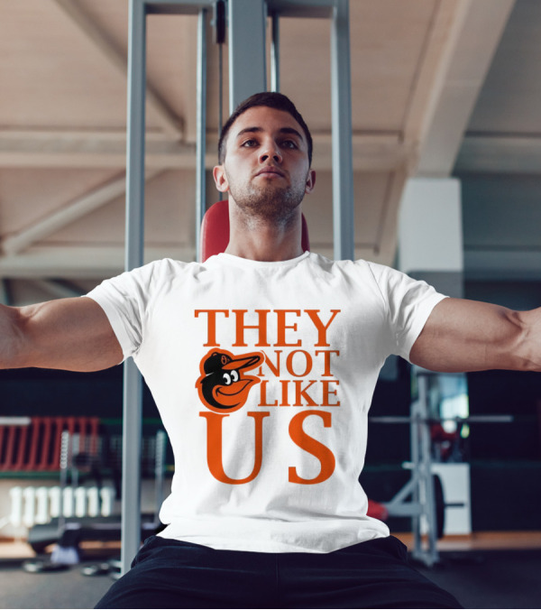 Baltimore Orioles They Not Like Us Bold Orange Text With Bird Graphic T-Shirt