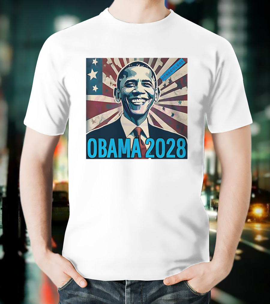 Obama 2028 American Flag Donkoolook T-Shirt